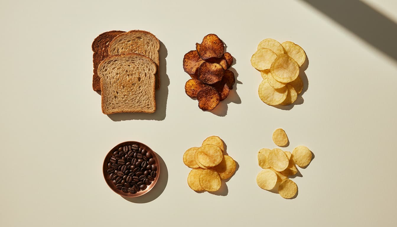 Acrylamide in food, by measured parts per billion and by lever