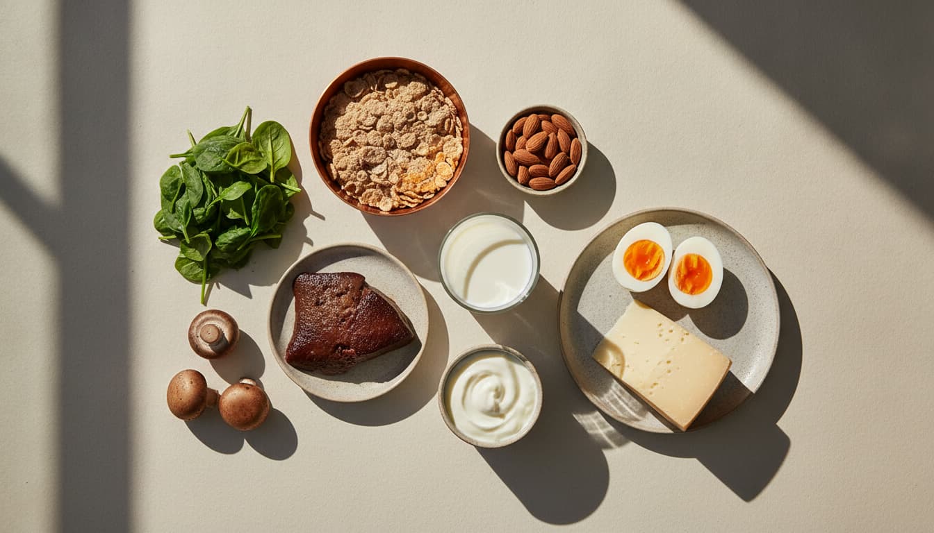 Riboflavin-Lebensmittel, sortiert nach Milligramm