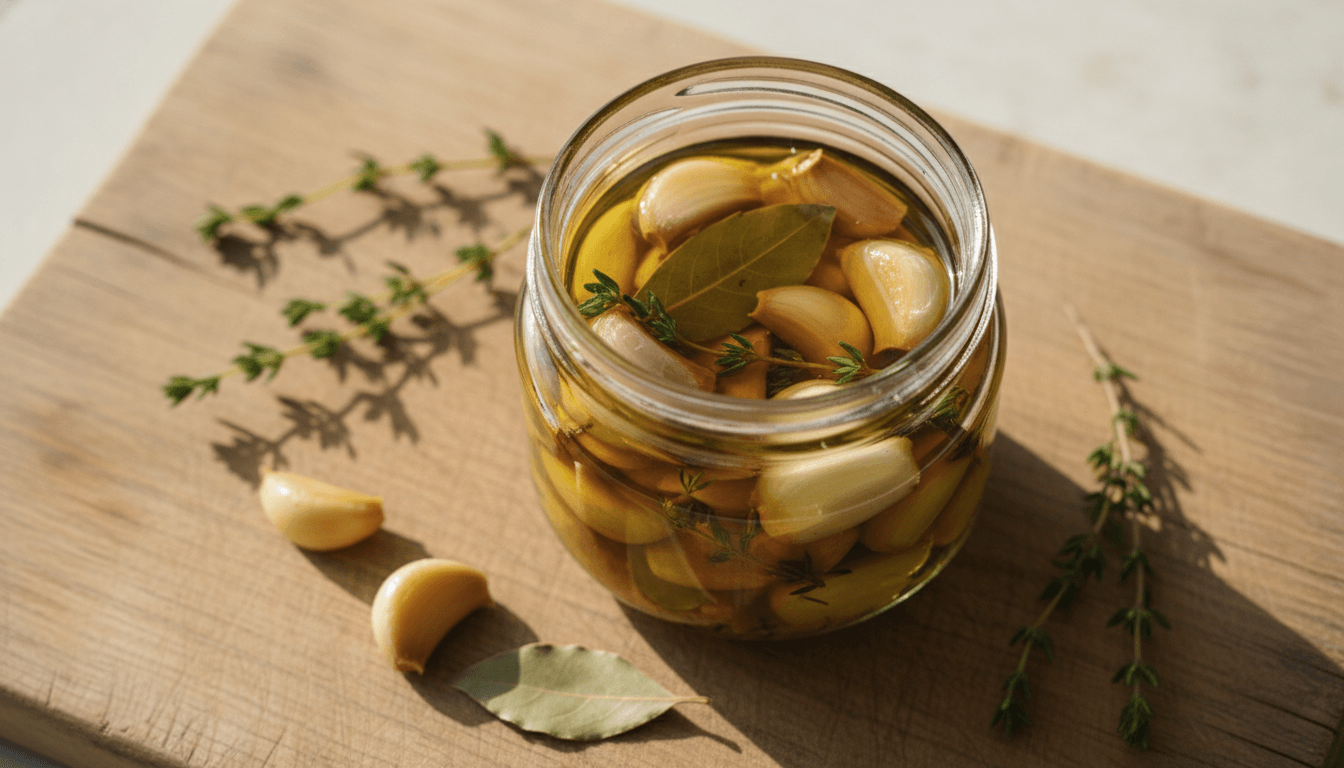 Knoblauch-Confit, zwei Knollen auf einmal, fotografiert in der Versuchsküche